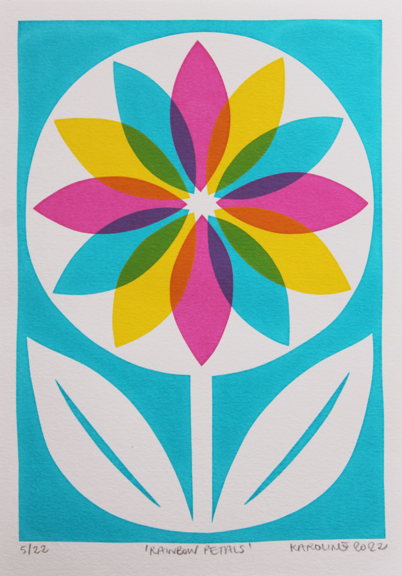 Karoline Rerrie Rainbow Petals A4 screenprint 300dpi