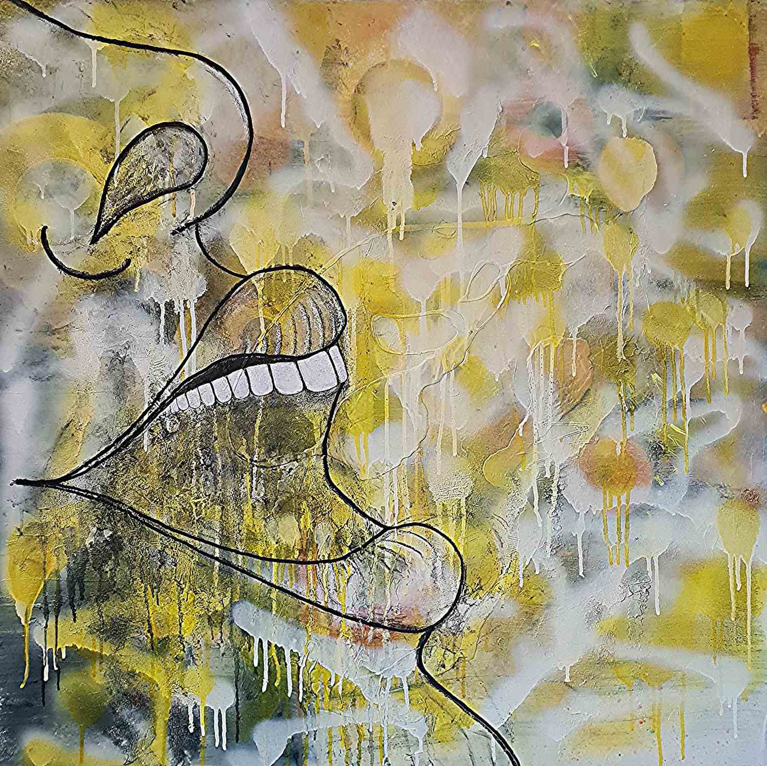 Whos Laughing Now Mixed Media on canvas 90cm x 90cm