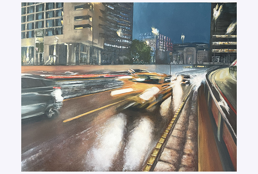 J Swinsco rush hour suffolk st 60 x 76 cm