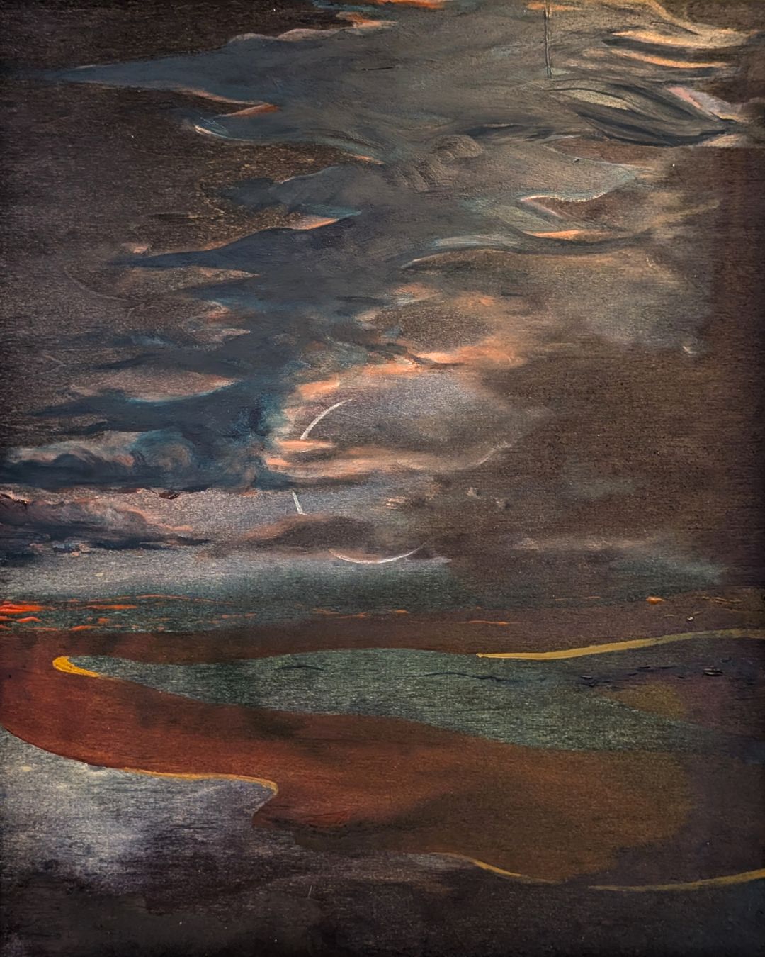 Nocturne i Hannah Pugh 2025 Ink bleach and acrylic on panel 51x41cm